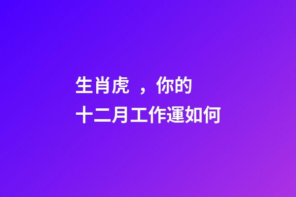 生肖虎，你的十二月工作運如何
